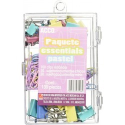 Clips Acco Essentials Pastel Surtido 1/130 pzas 203988