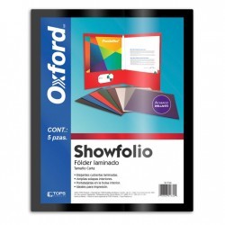 Folder Laminado Negro Carta Showfolio Oxford 5 Piezas 1/5 61435