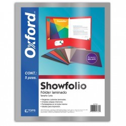 Folder Laminado Gris Carta Showfolio Oxford 5 Piezas 1/5 61434