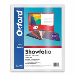 Folder Laminado Blanco Carta Showfolio Oxford 5 Piezas 1/5 61433