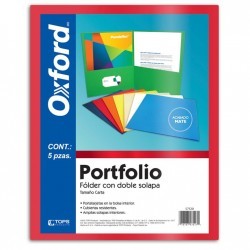Folder Rojo Carta Portfolio Doble Solapa Oxford 5 Piezas 1/5 61432